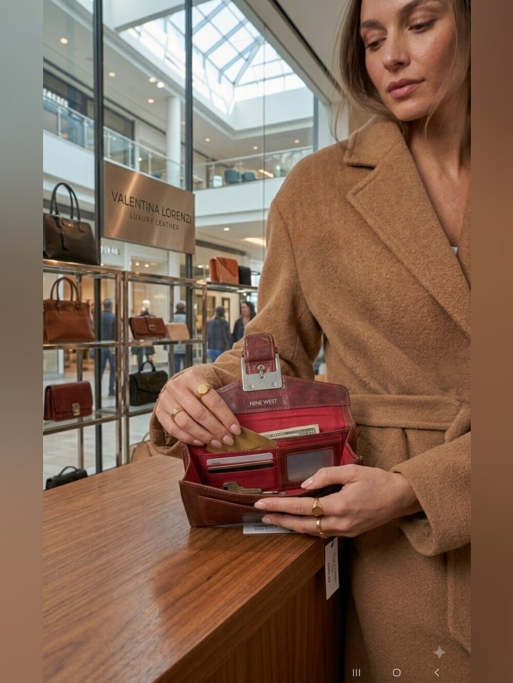 Nine West Burgundy Leather Clutch